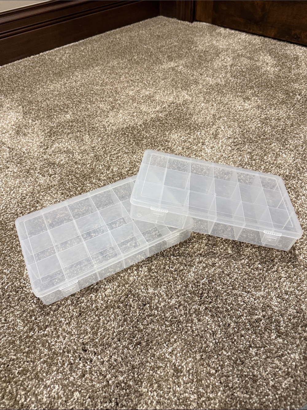 (2) Clear Plastic Compartment Storage Box - 18 Grid